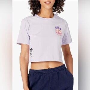 Adidas Lavender Cropped Tee with Logo